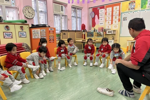 Một lớp học mẫu giáo ở Hong Kong (Trung Quốc). (Ảnh: TTXVN phát)