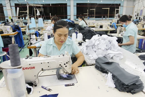 Hoạt động sản xuất tại Công ty Trách nhiệm Hữu hạn Ampfield ở khu Công nghiệp Tân Bình (Thành phố Hồ Chí Minh). (Ảnh: Thanh Vũ/TTXVN)