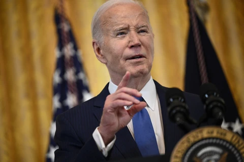 Tổng thống Mỹ Joe Biden phát biểu tại Nhà Trắng ngày 18/3/2024. (Ảnh: AFP/TTXVN)