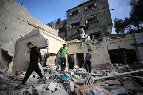 Cảnh đổ nát sau không kích của Israel xuống thành phố Gaza, Dải Gaza, ngày 4/4/2024. (Ảnh: THX/TTXVN)