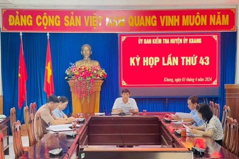 Quang cảnh kỳ họp lần thứ 43 Ủy ban Kiểm tra Huyện ủy Kbang (Gia Lai), ngày 3/4 vừa qua. (Nguồn: Báo Gia Lai điện tử)