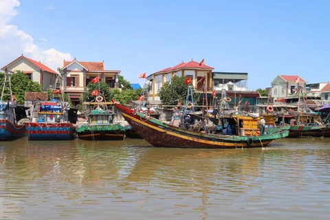 Tàu, thuyền của ngư dân Diễn Ngọc (huyện Diễn Châu, tỉnh Nghệ An) vừa cập bến. (Ảnh minh họa: Xuân Tiến/TTXVN)