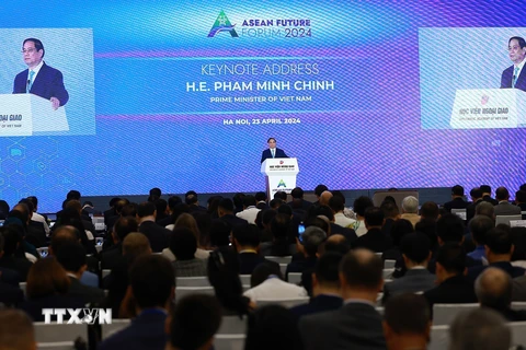 Thủ tướng Phạm Minh Chính phát biểu tại Diễn đàn Tương lai ASEAN 2024. (Ảnh: Dương Giang/TTXVN)