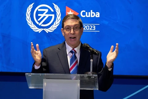 Bộ trưởng Ngoại giao Cuba Bruno Rodríguez phát biểu tại cuộc họp báo ở La Habana hồi tháng Chín năm ngoái. (Ảnh: AFP/TTXVN)