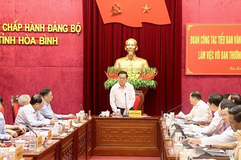 Ông Nguyễn Trọng Nghĩa phát biểu kết luận buổi làm việc. (Ảnh: Thanh Hải/TTXVN)