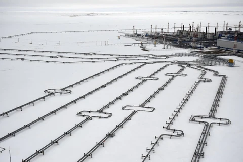 Hệ thống đường ống tại mỏ khí đốt Bovanenkovo của Nga trên bán đảo Yamal ở Bắc Cực. (Ảnh: AFP/TTXVN)