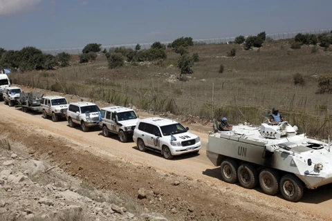 Đoàn xe thuộc Lực lượng UNDOF tại Cao nguyên Golan hồi năm 2014. (Ảnh: AFP/TTXVN)