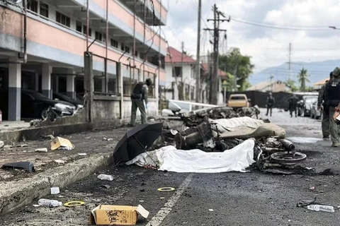 Hiện trường vụ đánh bom. (Nguồn: The Straits Times)