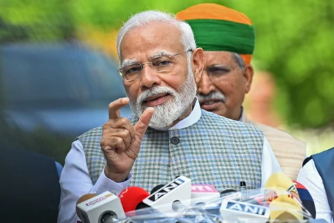 Thủ tướng Ấn Độ Narendra Modi phát biểu với báo giới tại New Delhi. (Ảnh: AFP/TTXVN)