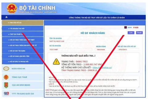 Một website giả mạo. (Nguồn: Bộ Tài chính)