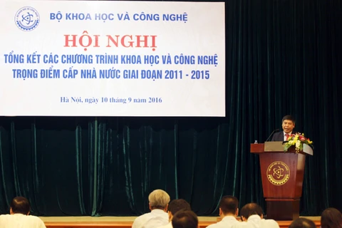 Ông Nguyễn Thiện Thành, Giám đốc văn phòng các Chương trình trọng điểm cấp nhà nước phát biểu tại buổi lễ.