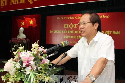 Ông Trương Minh Tuấn, Phó Trưởng Ban Tuyên giáo Trung ương phát biểu. (Ảnh: Trần Lê Lâm/TTXVN)