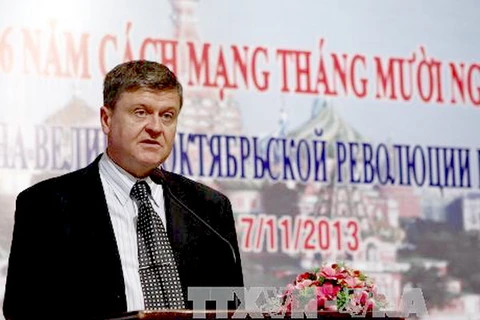 Ông Anatoli Vasilievich Borovik, Tổng lãnh sự Liên bang Nga tại Thành phố Hồ Chí Minh phát biểu tại lễ kỷ niệm. (Ảnh: Thế Anh/TTXVN)