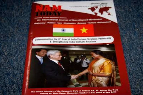 Bìa tạp chí NAM TODAY đăng nổi bật về chuyến thăm của Tổng Bí thư. (Ảnh: Minh Lý/Vietnam+)