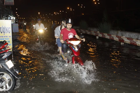 Ngập úng ở Bến Phú Định (quận 8) hồi tháng 12/2013. (Ảnh: Hoàng Hải/TTXVN)