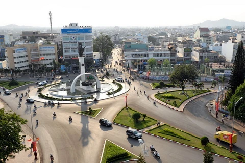 Trung tâm thành phố Buôn Ma Thuột, tỉnh Đắk Lắk. (Ảnh: Thanh Hà/TTXVN)
