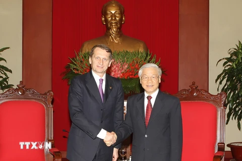 Tổng Bí thư Nguyễn Phú Trọng tiếp Chủ tịch Duma Quốc gia Nga