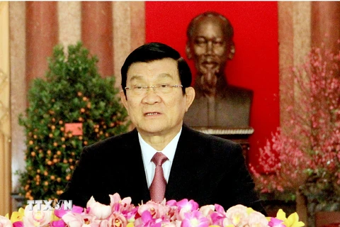 Chủ tịch nước Trương Tấn Sang chúc Tết Ất Mùi năm 2015