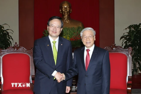 Tổng Bí thư Nguyễn Phú Trọng tiếp Chủ tịch Quốc hội Hàn Quốc