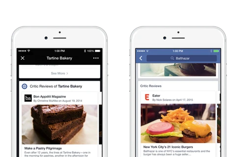 Facebook bổ sung thêm tính năng đánh giá các nhà hàng