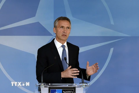 Tổng thư ký NATO Jens Stoltenberg phát biểu tại Hội nghị Bộ trưởng Quốc phòng NATO. (Nguồn: AFP/TTXVN)