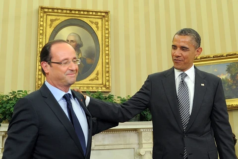 Tổng thống Mỹ Barack Obama với người đồng cấp Pháp Francois Hollande tại Nhà Trắng hồi tháng 2/2014. (Nguồn: CHOIR)