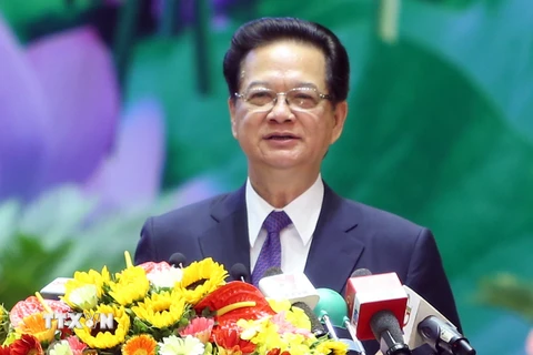Thủ tướng Nguyễn Tấn Dũng phát biểu tại đại hội. (Ảnh: Đức Tám/TTXVN)