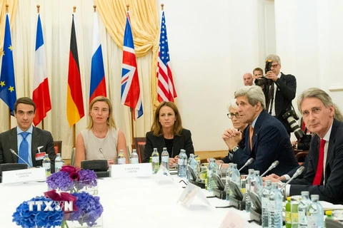 Ngoại trưởng các nước P5+1 tại vòng đàm phán hạt nhân ở Vienna ngày 7/7 vừa qua. (Nguồn: THX/TTXVN) 