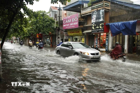 Thành phố Nam Định bị ngập sâu. (Ảnh: Thùy Dung/TTXVN)