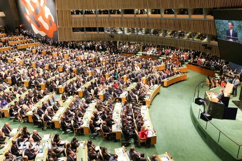 Một phiên họp toàn thể cấp cao của Đại hội đồng Liên hợp quốc. (Ảnh: Lê Dương/TTXVN)