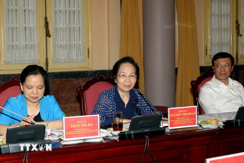 Phó Chủ tịch nước Nguyễn Thị Doan phát biểu kết luận hội nghị. (Ảnh: Phạm Kiên/TTXVN)