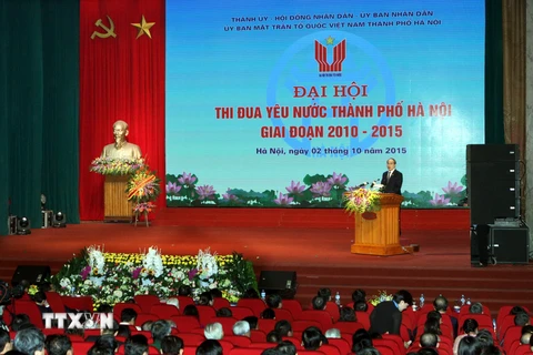 Quang cảnh Đại hội Thi đua yêu nước thành phố Hà Nội. (Ảnh: Nguyễn Dân/TTXVN)
