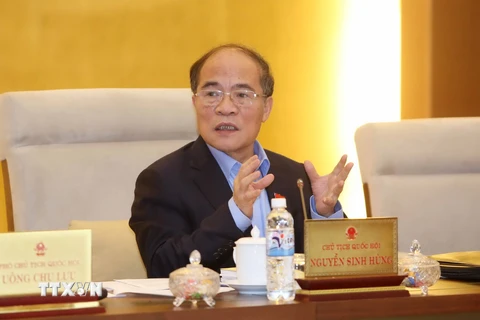 Chủ tịch Quốc hội Nguyễn Sinh Hùng phát biểu ý kiến. (Ảnh: Phương Hoa/TTXVN)
