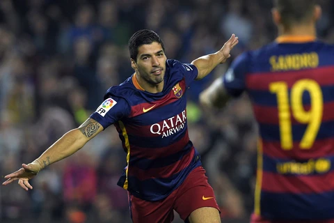 Luis Suarez ăn mừng bàn thắng trong trận đấu giữa Barcelona và Eibar. (Nguồn: AFP)