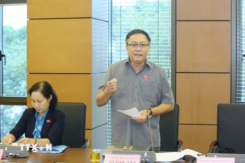 Đại biểu Quốc hội tỉnh Ninh Thuận Đỗ Ngọc Niễn phát biểu tại tổ. (Ảnh: Phương Hoa/TTXVN)