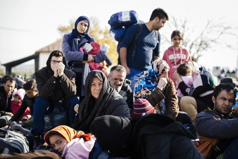 Người tị nạn Syria ở biên giới Hy Lap-Macedonia. (Nguồn: AFP)