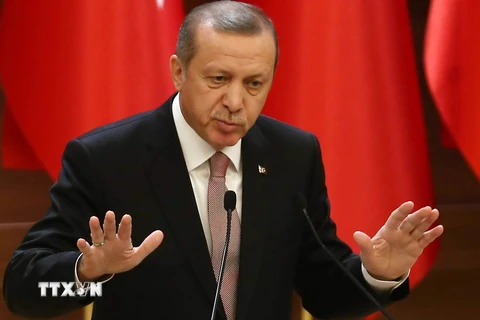 Tổng thống Thổ Nhĩ Kỳ Recep Tayyip Erdogan (ảnh) ngày 26/11 tuyên bố Ankara không phải là bên phải xin lỗi vụ bắn hạ máy bay Nga. (Nguồn: AFP/TTXVN)