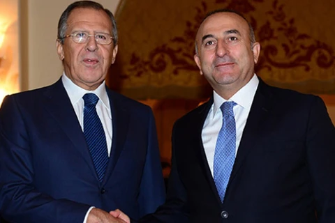 Ngoại trưởng Nga Sergei Lavrov trong một cuộc gặp với người đồng cấp Thổ Nhĩ Kỳ Mevlut Cavusoglu. (Nguồn: Getty Images) 