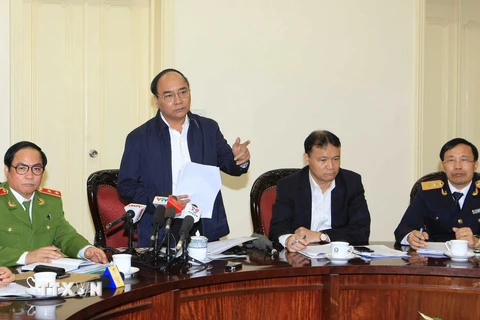  Phó Thủ tướng Nguyễn Xuân Phúc phát biểu chỉ đạo cuộc họp. (Ảnh: Doãn Tấn/TTXVN) 