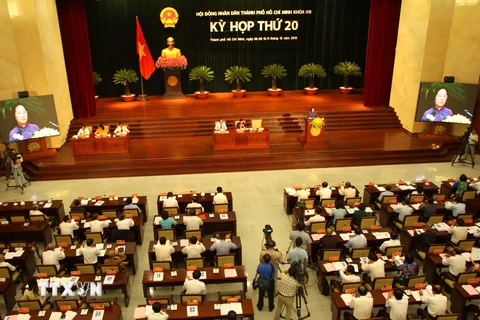 Quang cảnh khai mạc kỳ họp thứ 20 Hội đồng Nhân dân Thành phố Hồ Chí Minh. (Ảnh: Hoàng Hải/TTXVN)