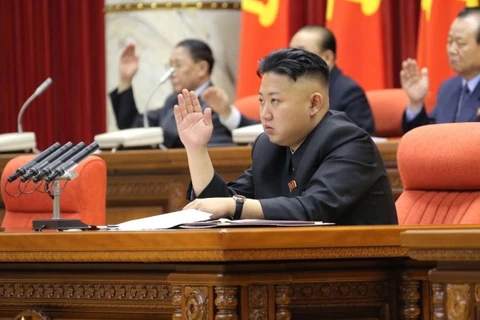 Ông Kim Jong Un chủ trì một hội nghị của Đảng Lao động Triều Tiên. (Nguồn: AP)
