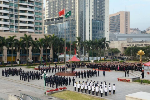 Buổi lễ kỷ niệm 15 năm Macau được Bồ Đào Nha trao trả về với Trung Quốc, tháng 12/2014. (Nguồn: AFP)