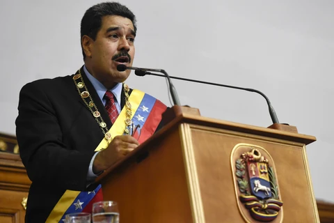 Tổng thống Venezuela Nicolás Maduro phát biểu trước Quốc hội ngày 15/1. (Nguồn: AFP)
