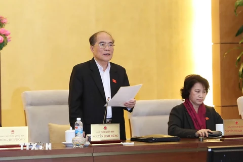 Chủ tịch Quốc hội Nguyễn Sinh Hùng phát biểu bế mạc phiên họp. (Ảnh: Phương Hoa/TTXVN) 