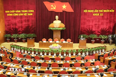 Toàn cảnh bế mạc Hội nghị lần thứ mười bốn Ban Chấp hành Trung ương Đảng Cộng sản Việt Nam khóa XI. (Ảnh: Trí Dũng/TTXVN)