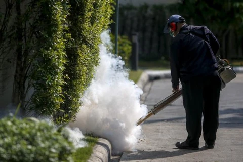Phun thuốc diệt muỗi ở Bangkok. (Nguồn: Reuters)