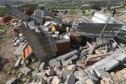 Một ngôi nhà của người Palestine ở Bờ Tây bị Israel phá hủy. (Nguồn: AFP)