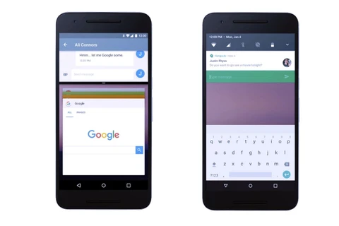 Giao diện màn hình chia đôi của Android N.