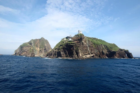 Quần đảo đang tranh chấp giữa Hàn Quốc và Nhật Bản, Dokdo/Takeshima. (Nguồn: Xinhua)