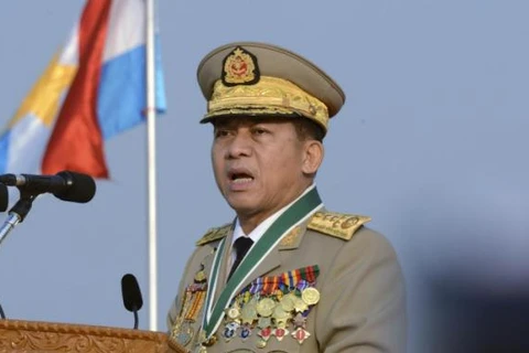 Tổng tư lệnh các lực lượng vũ trang của Myanmar, Tướng Min Aung Hlaing. (Nguồn: AP)